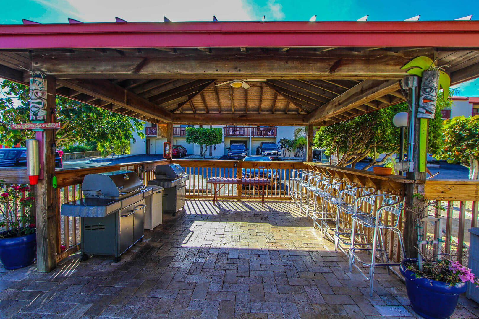 A pleasant BBQ Grill area VRI's Florida Bay Club in Florida.